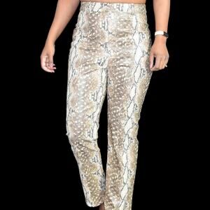 Lovers Friends Indra Pants Brown Embossed Pleather Faux Leather High Rise Small